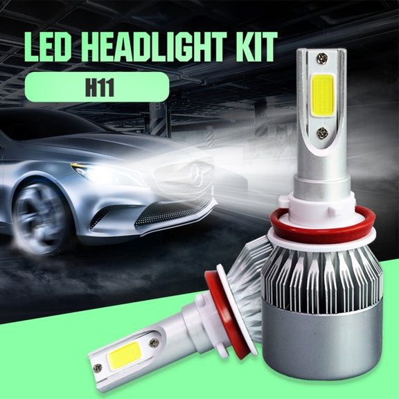 2pcs H8/H11 18W 1800LM 6000K Water-resistant IP68 Car Auto LED Headlight with 2 COB LED Lamps, DC 9-36V(White Light)