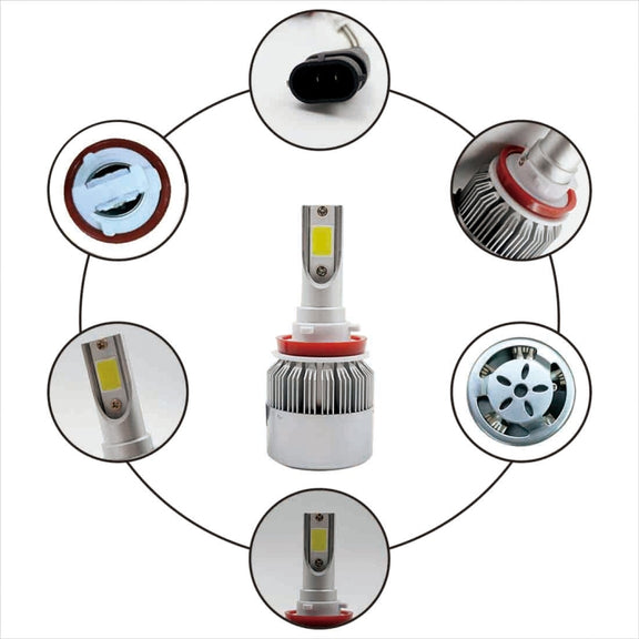 2pcs H8/H11 18W 1800LM 6000K Water-resistant IP68 Car Auto LED Headlight with 2 COB LED Lamps, DC 9-36V(White Light)