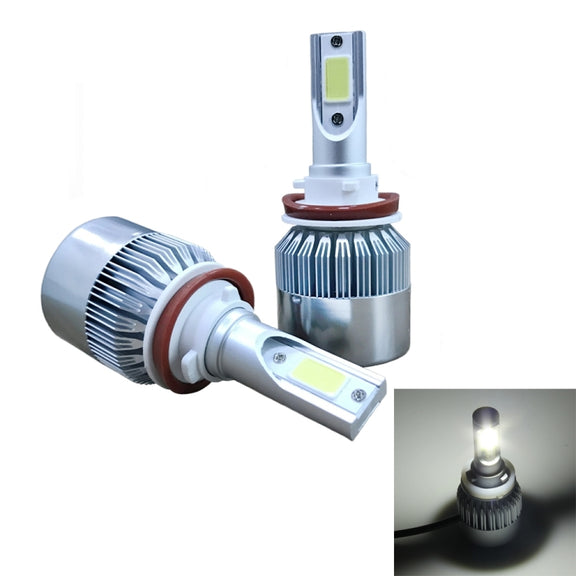 2pcs H8/H11 18W 1800LM 6000K Water-resistant IP68 Car Auto LED Headlight with 2 COB LED Lamps, DC 9-36V(White Light)