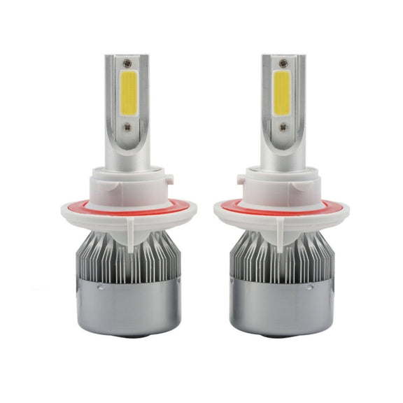 2pcs H13 18W 1800LM 6000K Water-resistant IP68 Car Auto LED Headlight with 2 COB LED Lamps, DC 9-36V(White Light)