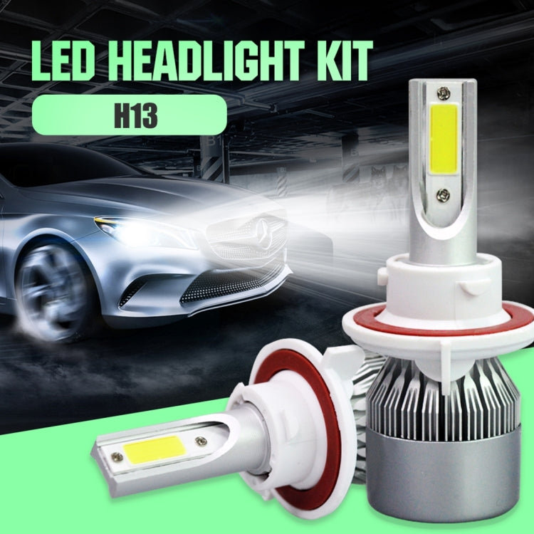 2pcs H13 18W 1800LM 6000K Water-resistant IP68 Car Auto LED Headlight with 2 COB LED Lamps, DC 9-36V(White Light)