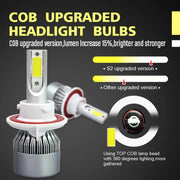 2pcs H13 18W 1800LM 6000K Water-resistant IP68 Car Auto LED Headlight with 2 COB LED Lamps, DC 9-36V(White Light)