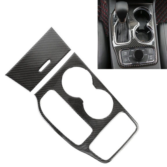 2 PCS Car Water Cup Panel Carbon Fiber Decorative Sticker for Jeep Grand Cherokee 2016-2018