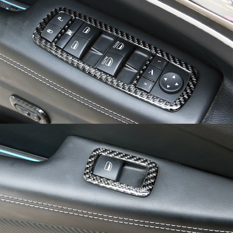 4 PCS Car Window Lift Switch Panel Carbon Fiber Decorative Sticker for Jeep Grand Cherokee 2011-2018