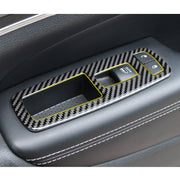 4 PCS Car Window Lift Switch Panel Carbon Fiber Decorative Sticker for Jeep Grand Cherokee 2011-2018
