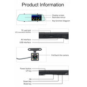 G705 5 inch LCD Touch Screen Rear View Mirror Car Recorder with Separate Camera, 170 Degree Wide Angle Viewing, Support Loop Video / Motion Detection / G-Sensor / TF Card