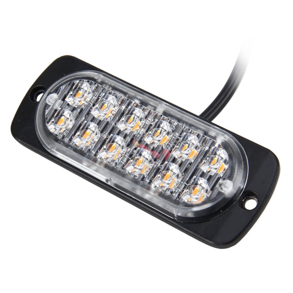 DC 12V-24V 2W 12LEDs SMD-2835 Lamps 17 Flash Patterns 3 Lines Car Flash Lamp Water-resistant Car Truck Emergency Strobe Flash Warning Light, Cable Length: 90cm