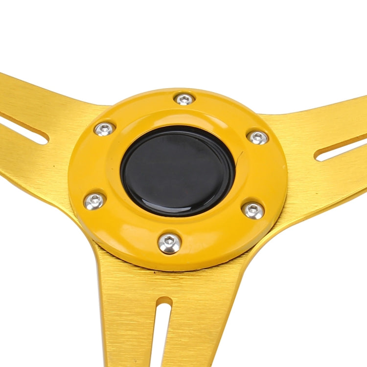 35cm PU Racing Sport Hand Wheel Car Modified Steering Wheel(Gold)