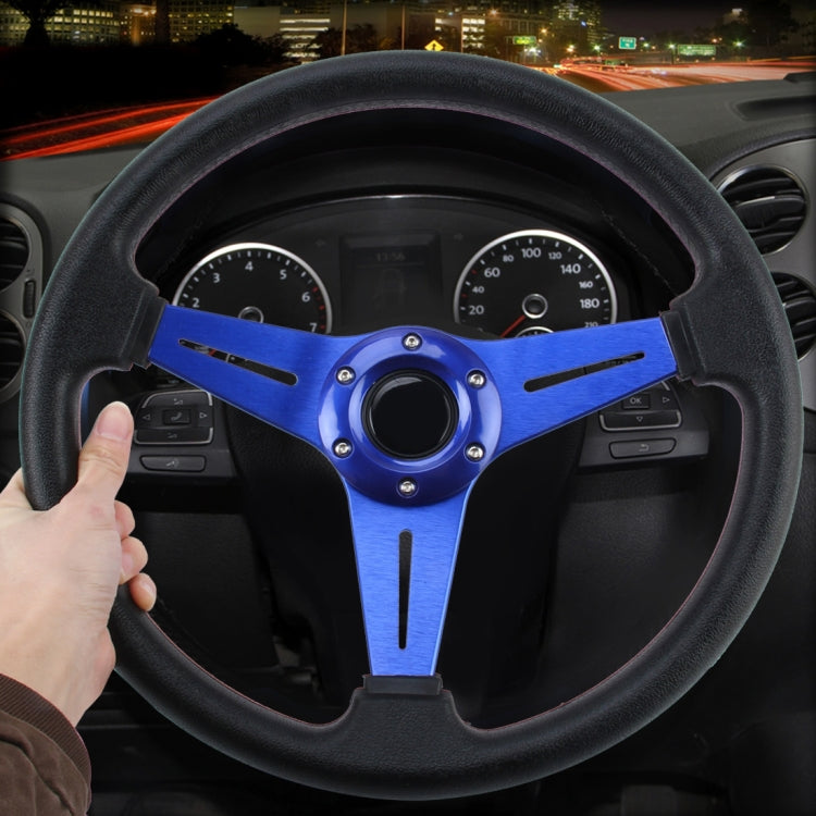 35cm PU Racing Sport Hand Wheel Car Modified Steering Wheel(Blue)