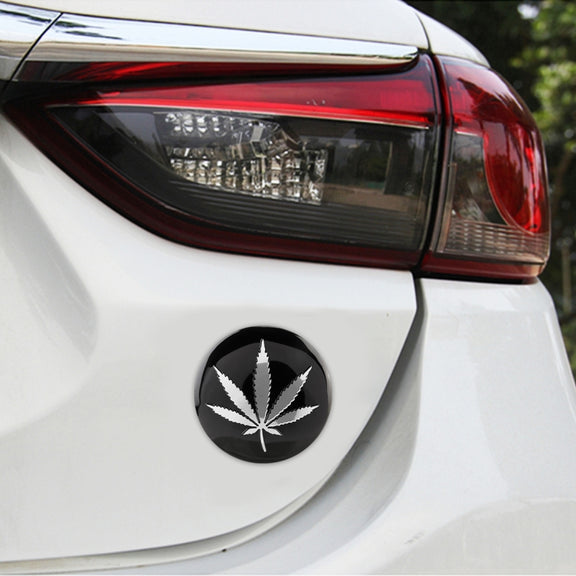 4 PCS Car-Styling Silver Leaves Pattern Metal Wheel Hub Decorative Sticker, Diameter: 5.8cm