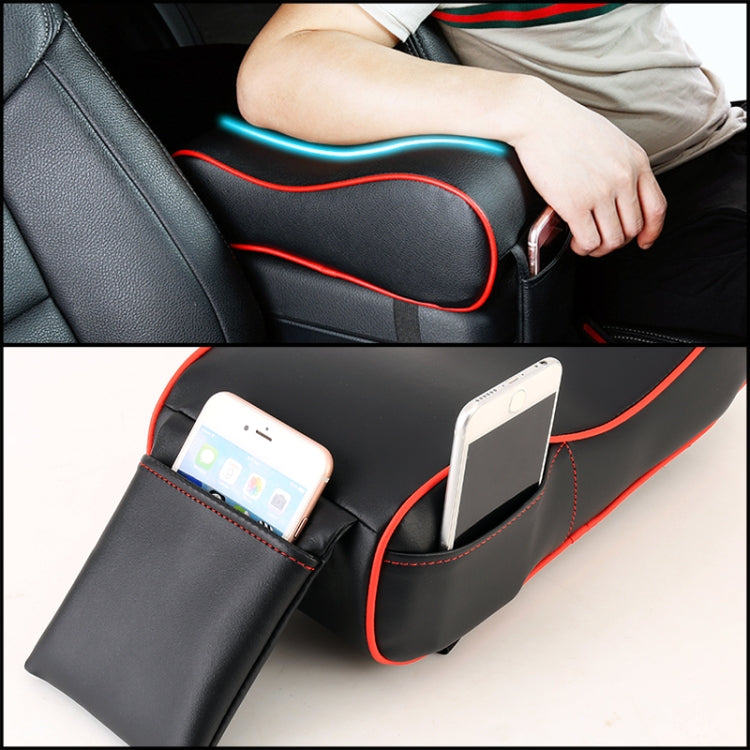 Universal Car PU Leather and Memory Foam Wrapped Armrest Box Car Armrest Box Mat with Phone Holder Storage Bag & Card Slot (Brown)