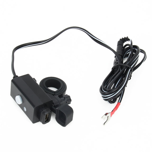 Water-resistant Motorcycle USB Phone Charger Adapter with Power Switch 5V Single Ports Smart Charging Power Socket, for Phone, Tablets, GPS