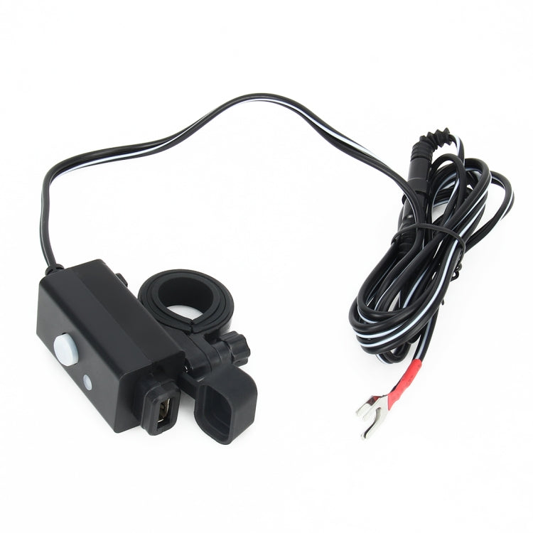 Water-resistant Motorcycle USB Phone Charger Adapter with Power Switch 5V Single Ports Smart Charging Power Socket, for Phone, Tablets, GPS