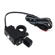 Water-resistant Motorcycle USB Phone Charger Adapter with Power Switch 5V Dual Ports Smart Charging Power Socket, for Phone, Tablets, GPS
