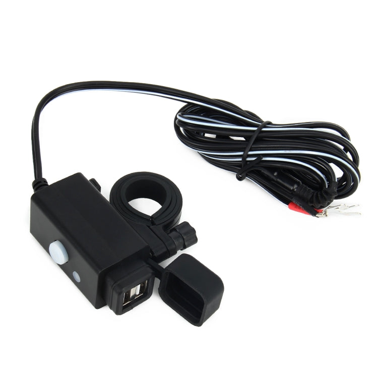 Water-resistant Motorcycle USB Phone Charger Adapter with Power Switch 5V Dual Ports Smart Charging Power Socket, for Phone, Tablets, GPS