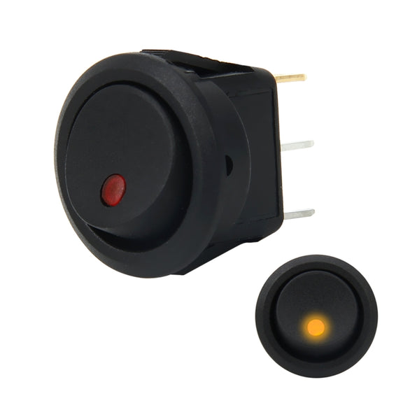20 Amp 12 Volt Triple Plugs LED ON OFF Rocker Power Switch (Yellow Light)