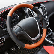 Four Seasons Genuine Leather Hand-stitched Car Adaptation Steering Wheel Cover for 38cm Steering Wheel