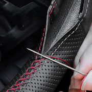Four Seasons Genuine Leather Hand-stitched Car Adaptation Steering Wheel Cover for 38cm Steering Wheel