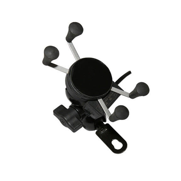 Universal 12V Motorcycle USB Phone Charger with Holder, Suitable for 3.5-6.5 inch Smartphones