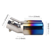 Universal Car Styling Stainless Steel Curved Double Outlets Exhaust Tail Muffler Tip Pipe(Blue)