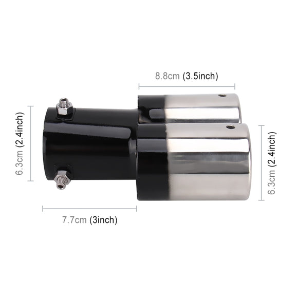 Universal Car Styling Stainless Steel Straight Double Outlets Exhaust Tail Muffler Tip Pipe(Black)