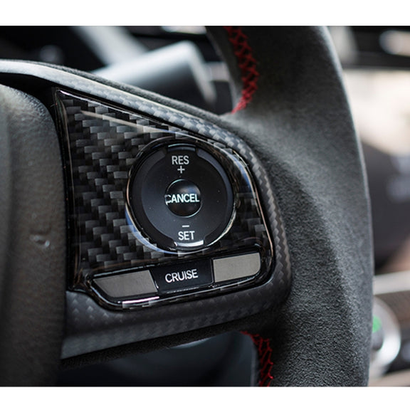 2 in 1 Carbon Fiber Steering Wheel Button Trim Interior DIY Sticker for Honda Civic 10th Gen(Deluxe)