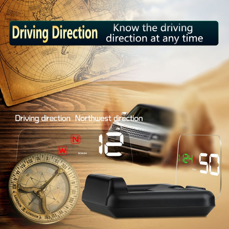 T900 Car GPS HUD Virtual HD Reflection Board Head-up Display, Speed & Driving Distance / Time Display, Over Speed & Voltage & Low Voltage Alarm, Fatigue Driving(Green)