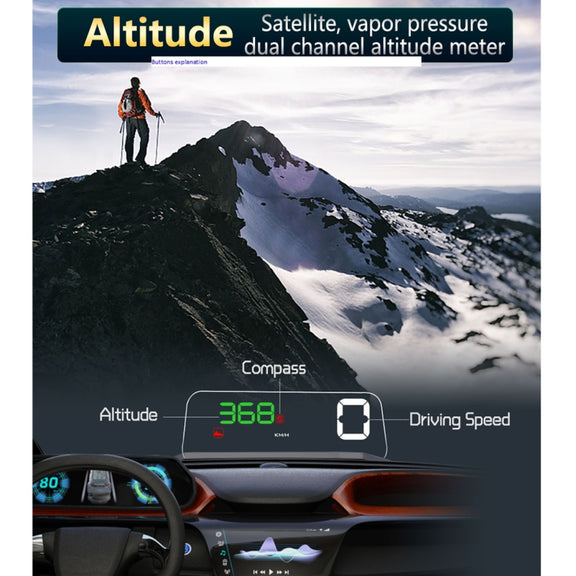 T900 Car GPS HUD Virtual HD Reflection Board Head-up Display, Speed & Driving Distance / Time Display, Over Speed & Voltage & Low Voltage Alarm, Fatigue Driving(Green)