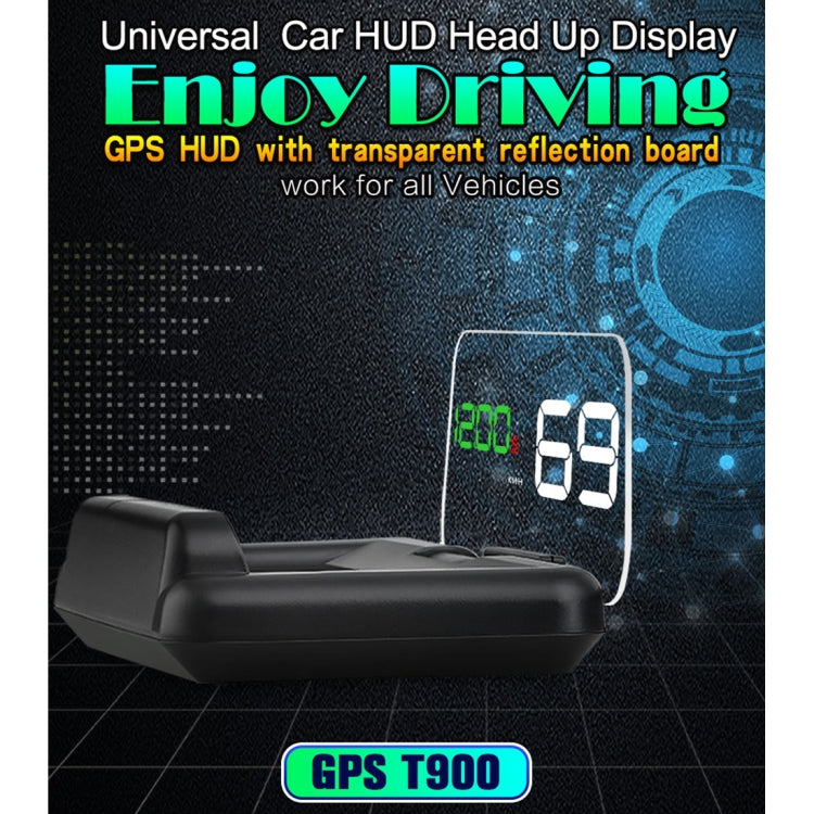 T900 Car GPS HUD Virtual HD Reflection Board Head-up Display, Speed & Driving Distance / Time Display, Over Speed & Voltage & Low Voltage Alarm, Fatigue Driving(Green)