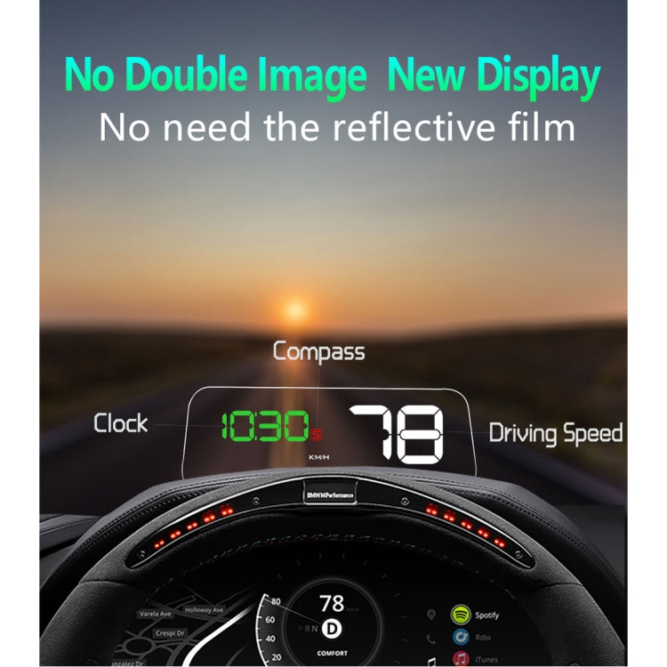 T900 Car GPS HUD Virtual HD Reflection Board Head-up Display, Speed & Driving Distance / Time Display, Over Speed & Voltage & Low Voltage Alarm, Fatigue Driving(Green)