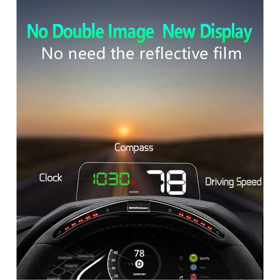 T900 Car GPS HUD Virtual HD Reflection Board Head-up Display, Speed & Driving Distance / Time Display, Over Speed & Voltage & Low Voltage Alarm, Fatigue Driving(Green)