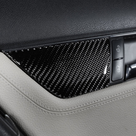 2 PCS Car Carbon Fiber Right Drive Seat Adjustment Panel Decorative Sticker for Mercedes-Benz W204 2007-2013