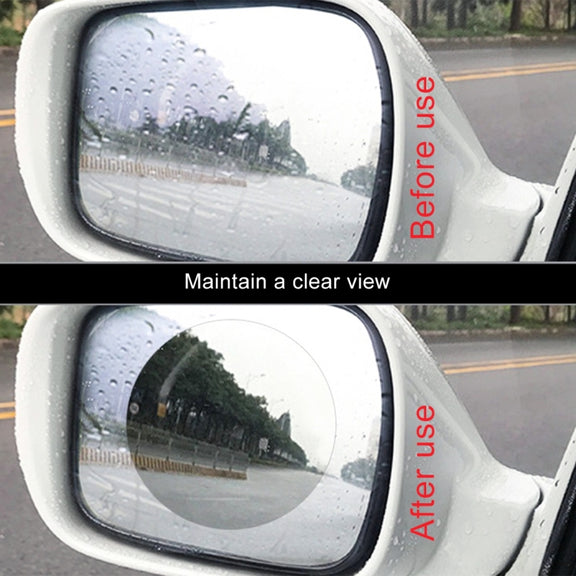 Car Round PET Rearview Mirror Protective Window Clear Anti-fog Water-resistant Rain Shield Film, Diameter: 10cm