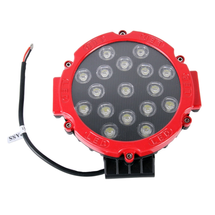 2 PCS 51W 3500LM 6500K White Light 17 LED Water-resistant Car Boat Marine Work Lights Spotlight LED Bulbs, 30 Degrees Adjustable, DC 10-30V(Red)