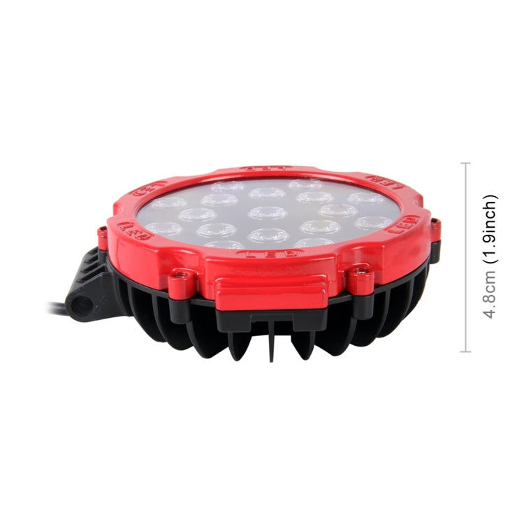 2 PCS 51W 3500LM 6500K White Light 17 LED Water-resistant Car Boat Marine Work Lights Spotlight LED Bulbs, 30 Degrees Adjustable, DC 10-30V(Red)