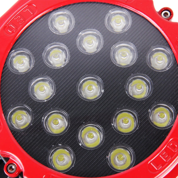 2 PCS 51W 3500LM 6500K White Light 17 LED Water-resistant Car Boat Marine Work Lights Spotlight LED Bulbs, 30 Degrees Adjustable, DC 10-30V(Red)