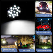 2 PCS 51W 3500LM 6500K White Light 17 LED Water-resistant Car Boat Marine Work Lights Spotlight LED Bulbs, 30 Degrees Adjustable, DC 10-30V(Red)