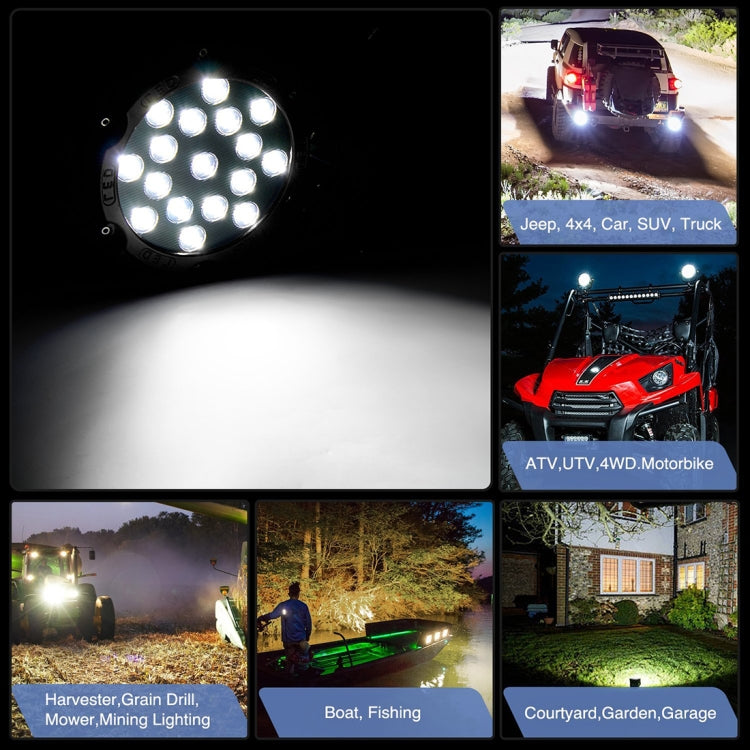 2 PCS 51W 3500LM 6500K White Light 17 LED Water-resistant Car Boat Marine Work Lights Spotlight LED Bulbs, 30 Degrees Adjustable, DC 10-30V(Red)