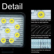 6.7W White Light Square-Shaped Water-resistant Car Boat Marine Work Lights Spotlight LED Bulbs, DC 9-30V