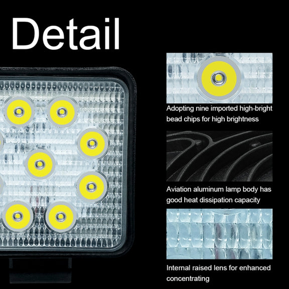 6.7W White Light Square-Shaped Water-resistant Car Boat Marine Work Lights Spotlight LED Bulbs, DC 9-30V