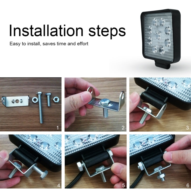 6.7W White Light Square-Shaped Water-resistant Car Boat Marine Work Lights Spotlight LED Bulbs, DC 9-30V