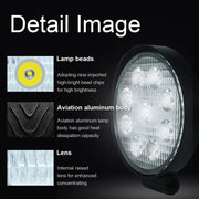 6.7W White Light Round-Shaped Water-resistant Car Boat Marine Work Lights Spotlight LED Bulbs, DC 9-30V