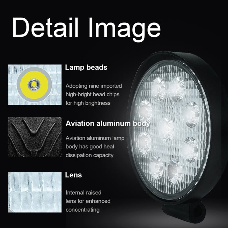 6.7W White Light Round-Shaped Water-resistant Car Boat Marine Work Lights Spotlight LED Bulbs, DC 9-30V