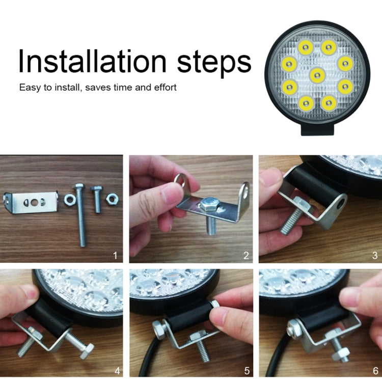 6.7W White Light Round-Shaped Water-resistant Car Boat Marine Work Lights Spotlight LED Bulbs, DC 9-30V