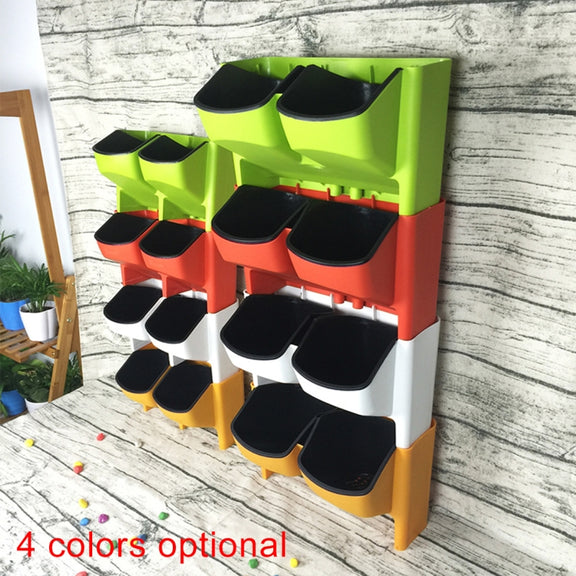 PP Planter Flower Pot Wall Hanging Garden Hanging Stackable Garden Supplies(Green)