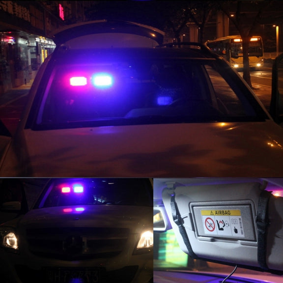 High qulaity DC 12V,9W LED Water-resistant Car Sunshade Red Light And Blue Light Warning Lights Strobe Emergency Lights Flashing Light with 12 Kinds Flash Patterns