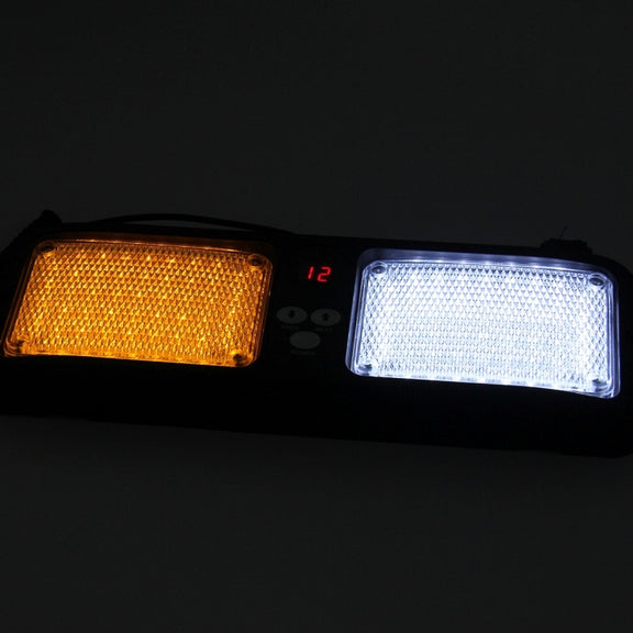 High qulaity DC 12V,9W LED Water-resistant Car Sunshade Yellow Light + White Light Warning Lights Strobe Emergency Lights Flashing Light with 12 Kinds Flash Patterns