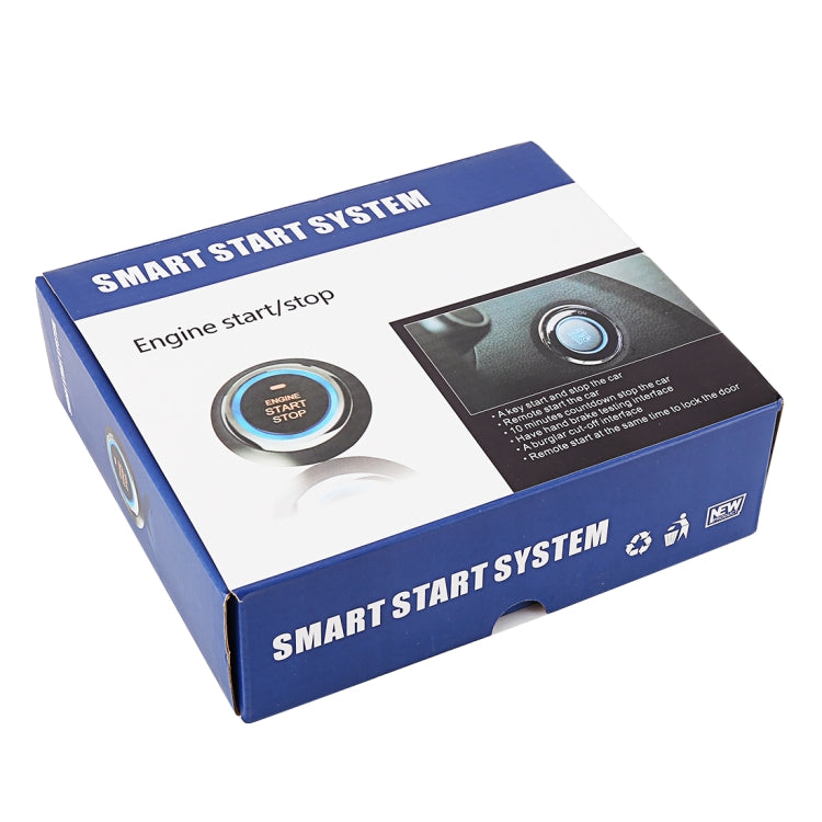 Smart Car Switch Car Engine Start Stop Switch Car Push Start Switch, with RFID Alarm System, Blue Light