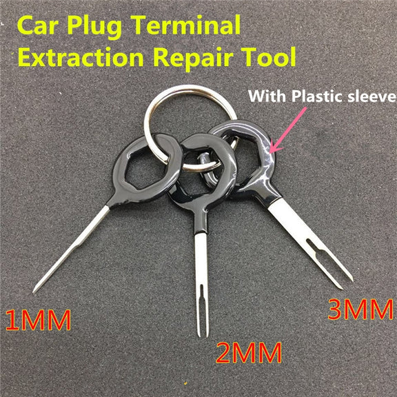 3 PCS Auto Car Rubberized Plug Circuit Board Wire Harness Terminal Extraction Pick Connector Crimp Pin Back Needle Remove Tool (Black)
