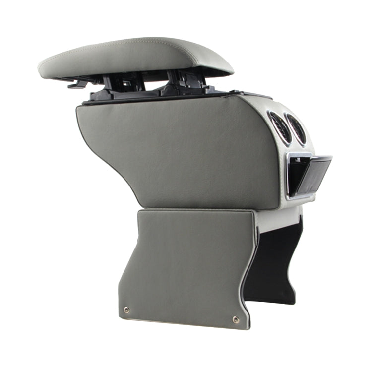 Car ABS Leather Wrapped Armrest Box with Fast Charge USB Holes and Cables for Tiguan(Grey)